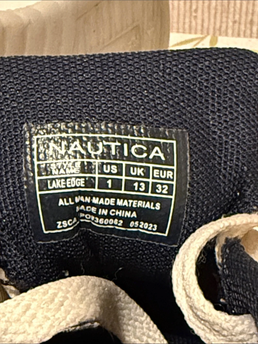 Nautica Kids White Sneakers with Navy and Red Trim